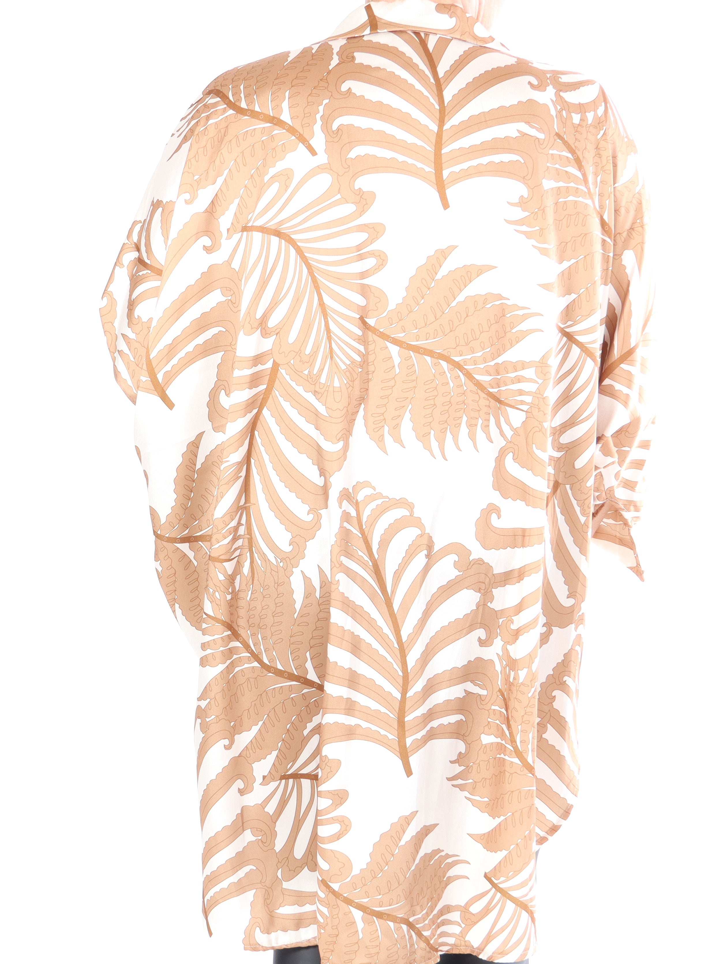 Wilma - Plus size skjortklänning i silkeslook med mönster